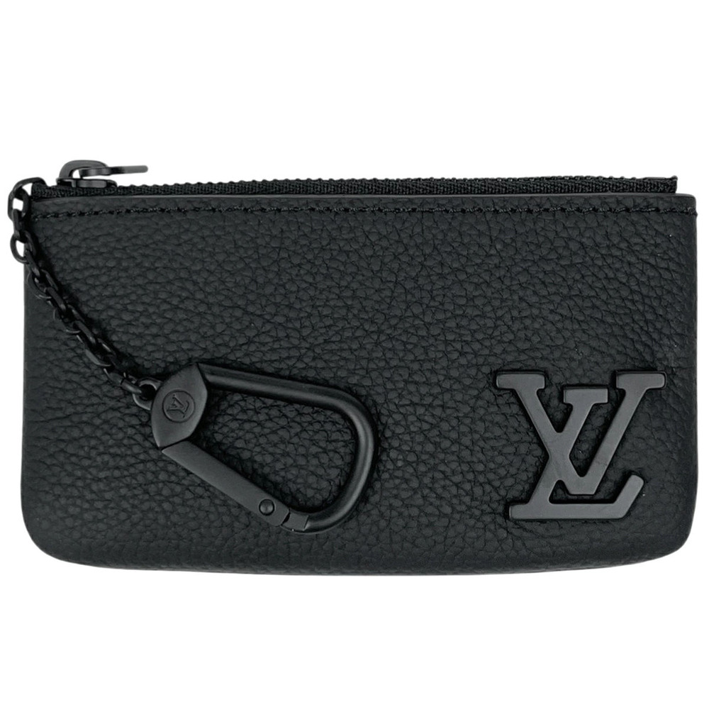 Louis Vuitton Pochette LV Aerogram Key Case Wallet Coin Leather Noir Black